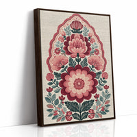 Crimson Bloom: A Folk Floral Medallion