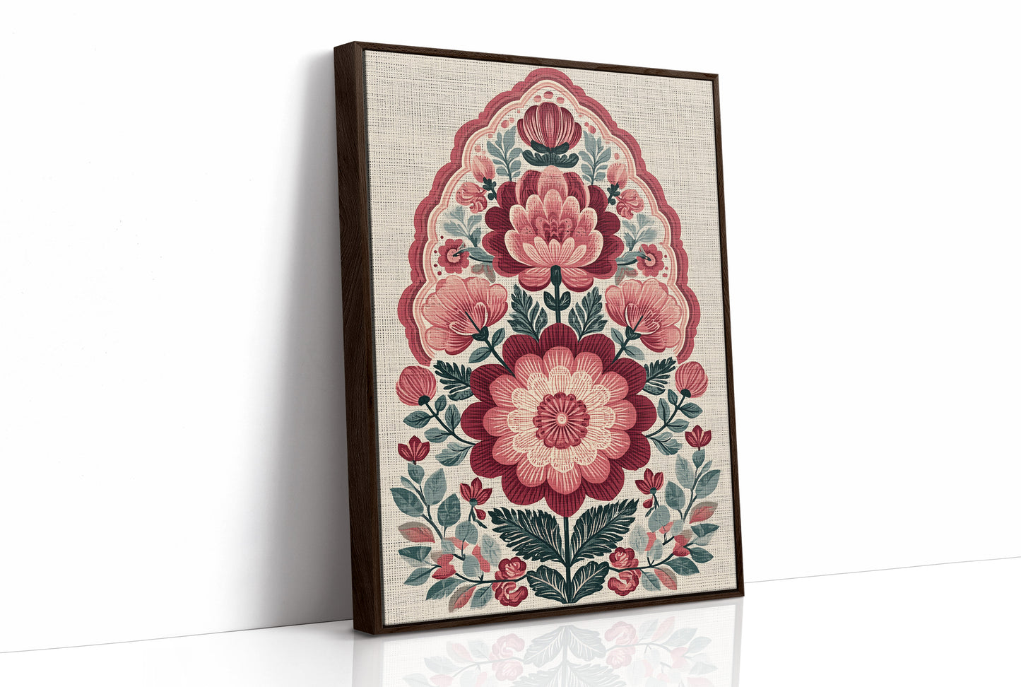 Crimson Bloom: A Folk Floral Medallion