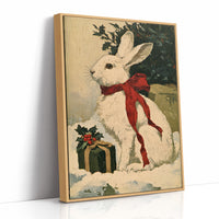 Oil-Painted Bunny with Red Ribbon