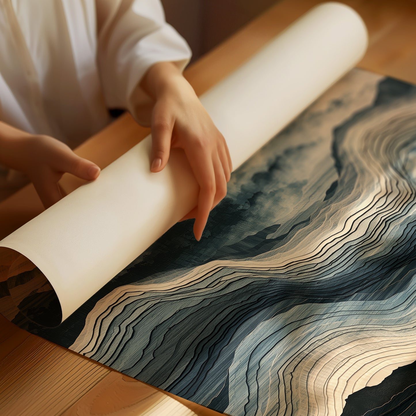 Waves of Wood in Blue and Blush