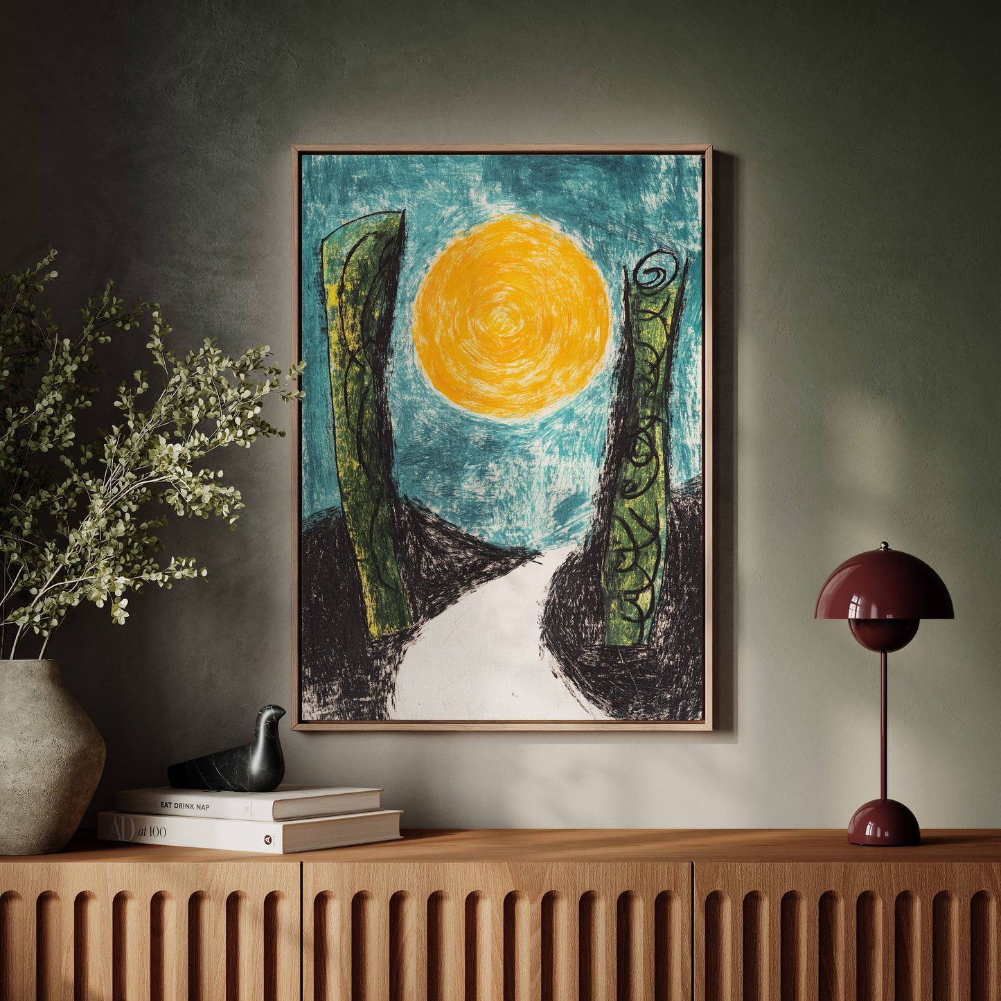Moonlit Path Between Forest Giants