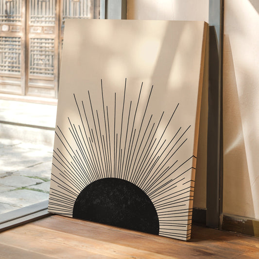 Minimal Black Sunburst Rising