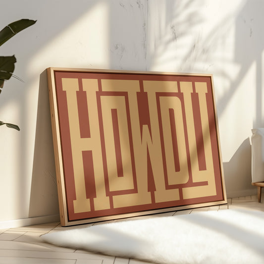 Retro Terracotta Howdy Typography Print