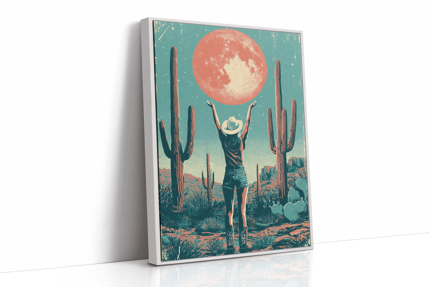 Blood Moon Cowgirl — Halftone Desert Screenprint