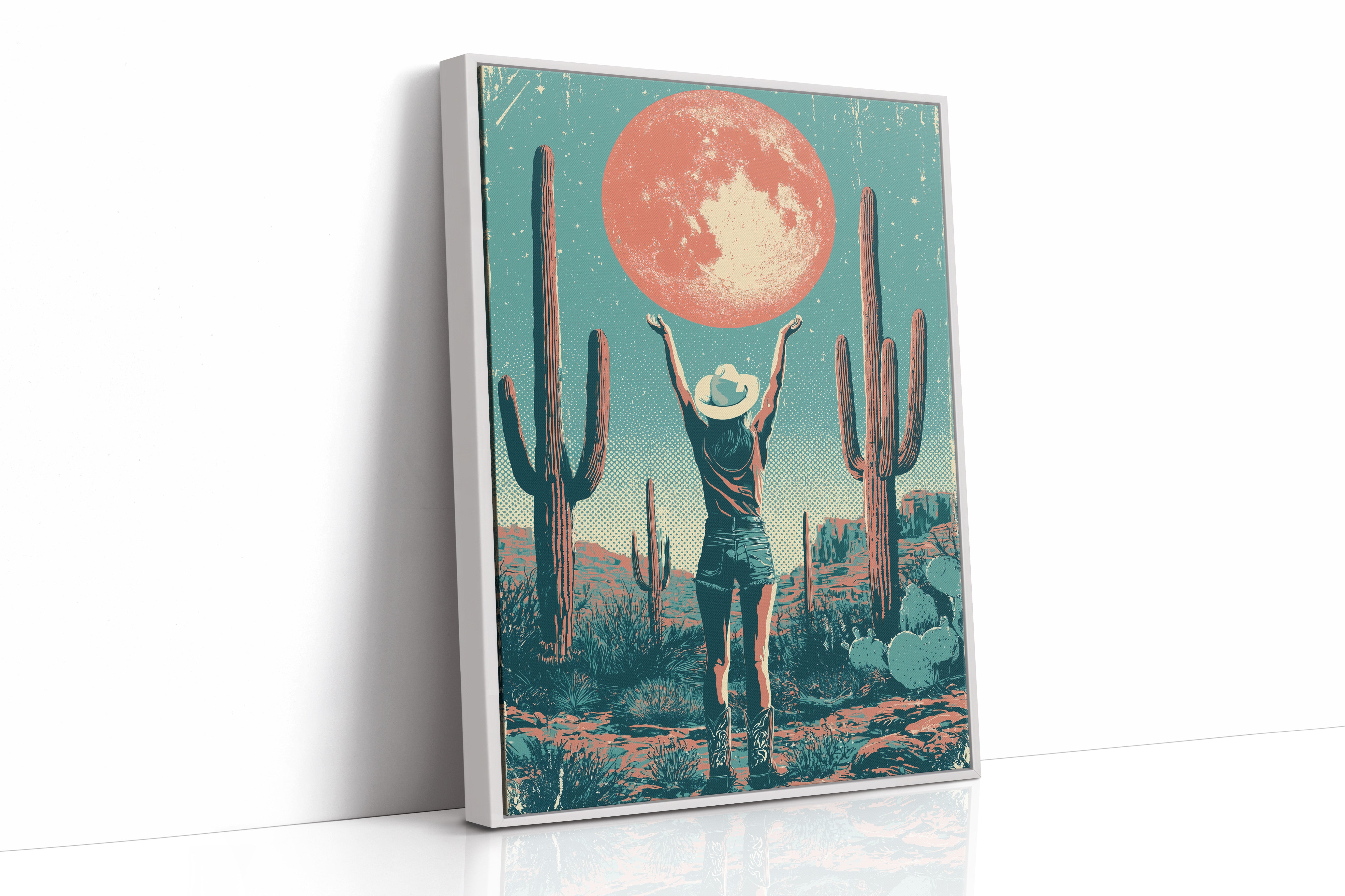 Blood Moon Cowgirl — Halftone Desert Screenprint