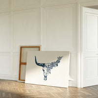 Floral Longhorn Skull Wall Art – Western Boho Cow Skull Print
