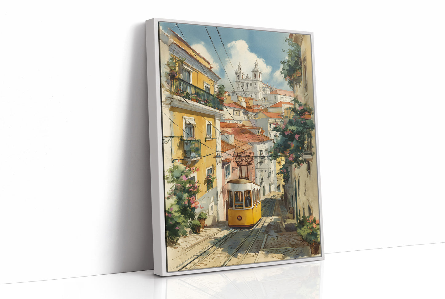 Golden Tram Through Lisbon Light