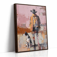 Cowboy Stands With Patient Dog