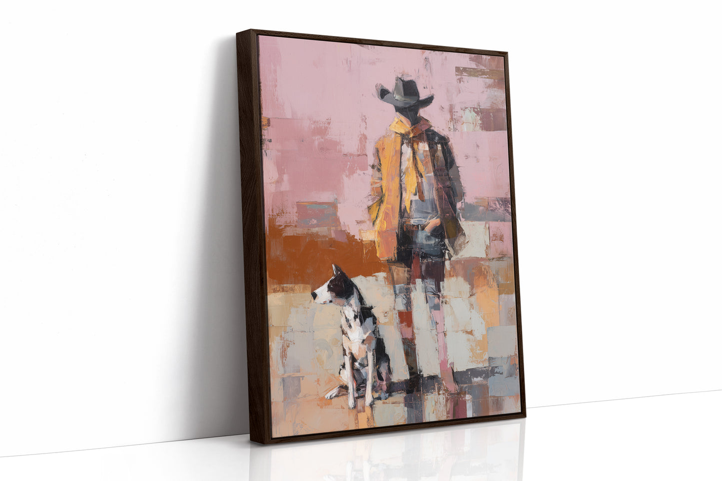 Cowboy Stands With Patient Dog