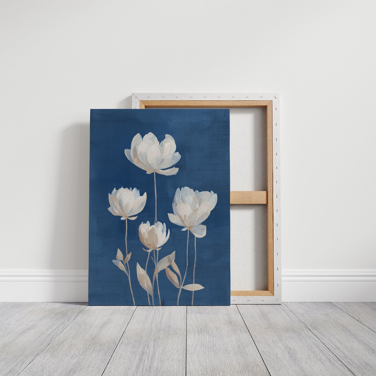 Ivory Blooms Against Blue