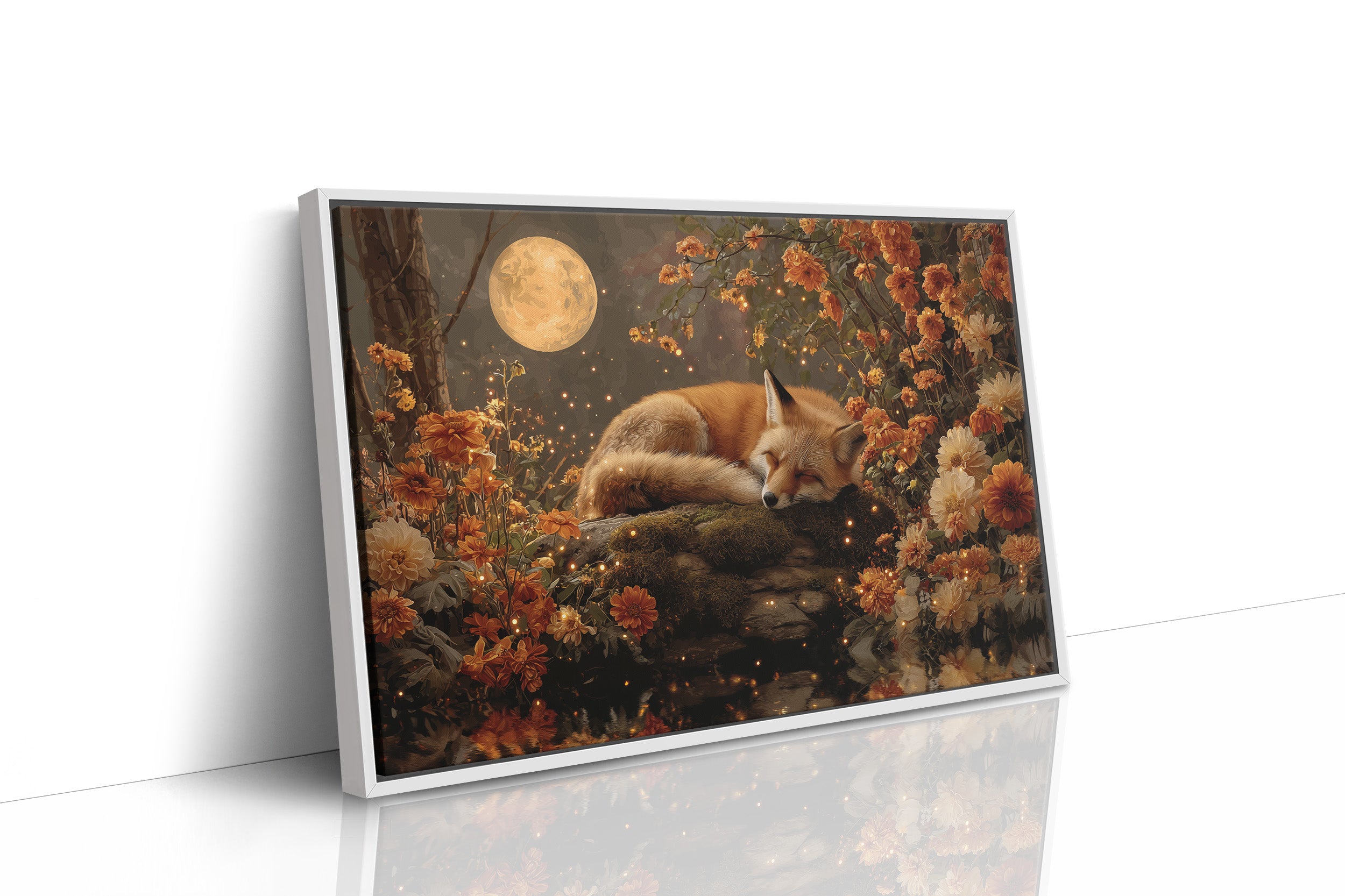 Autumn Fox Dreams Under Moonlight