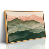 Coral Dawn Over Green Ridges