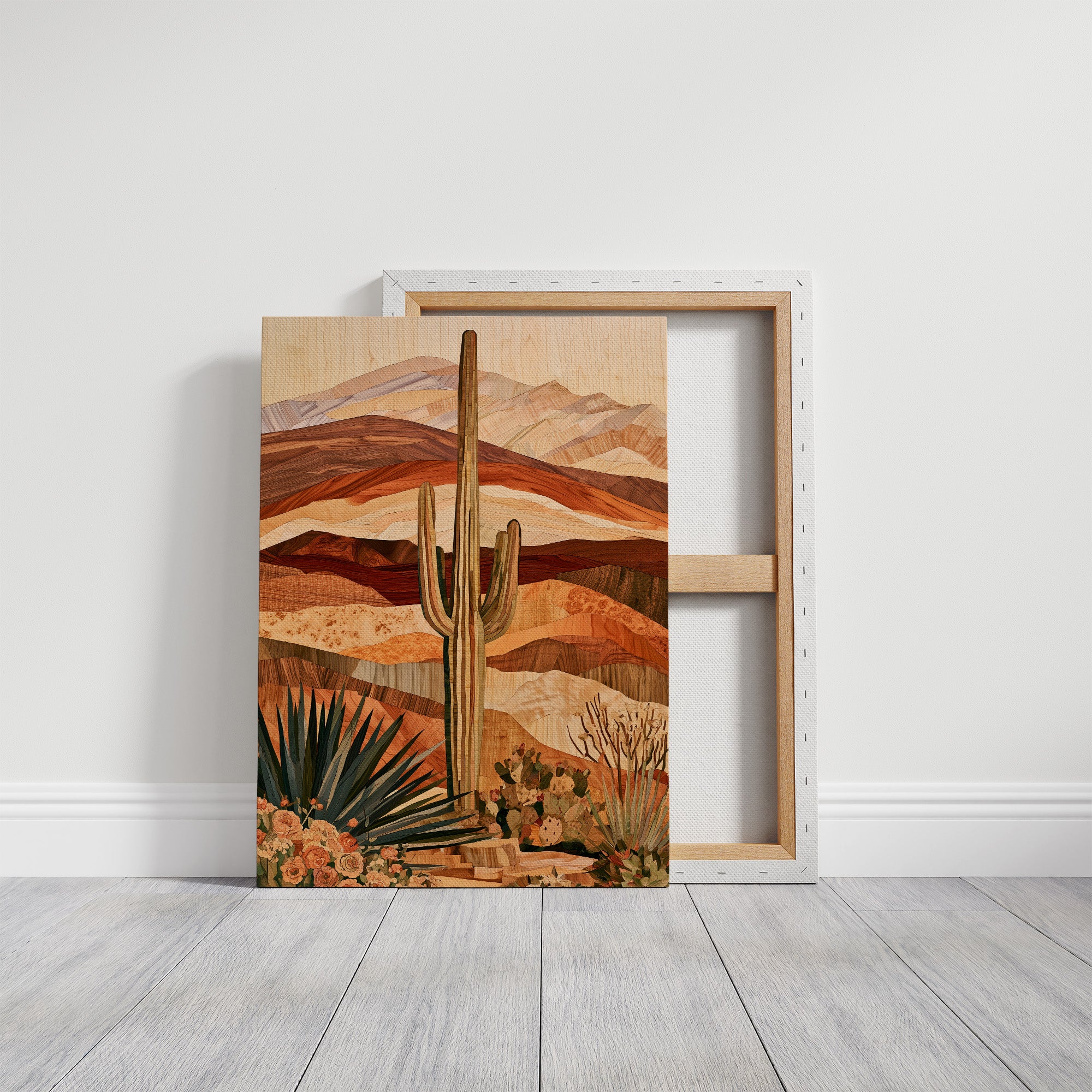 Saguaro In Wood Grain Layers