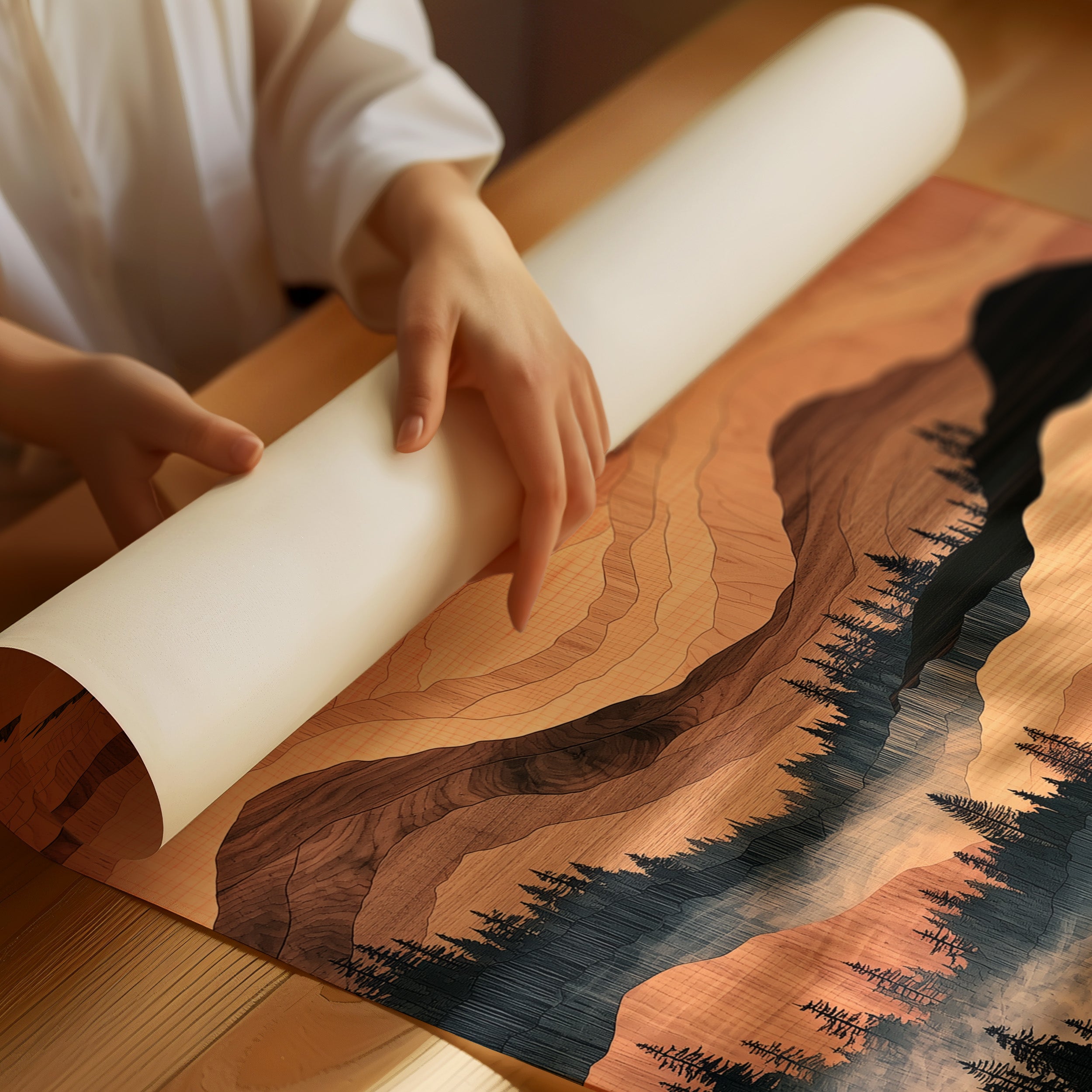 Woodgrain Peaks at Dusk