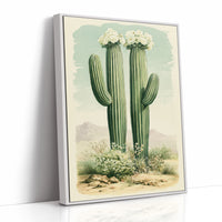 Twin Saguaros in Bloom