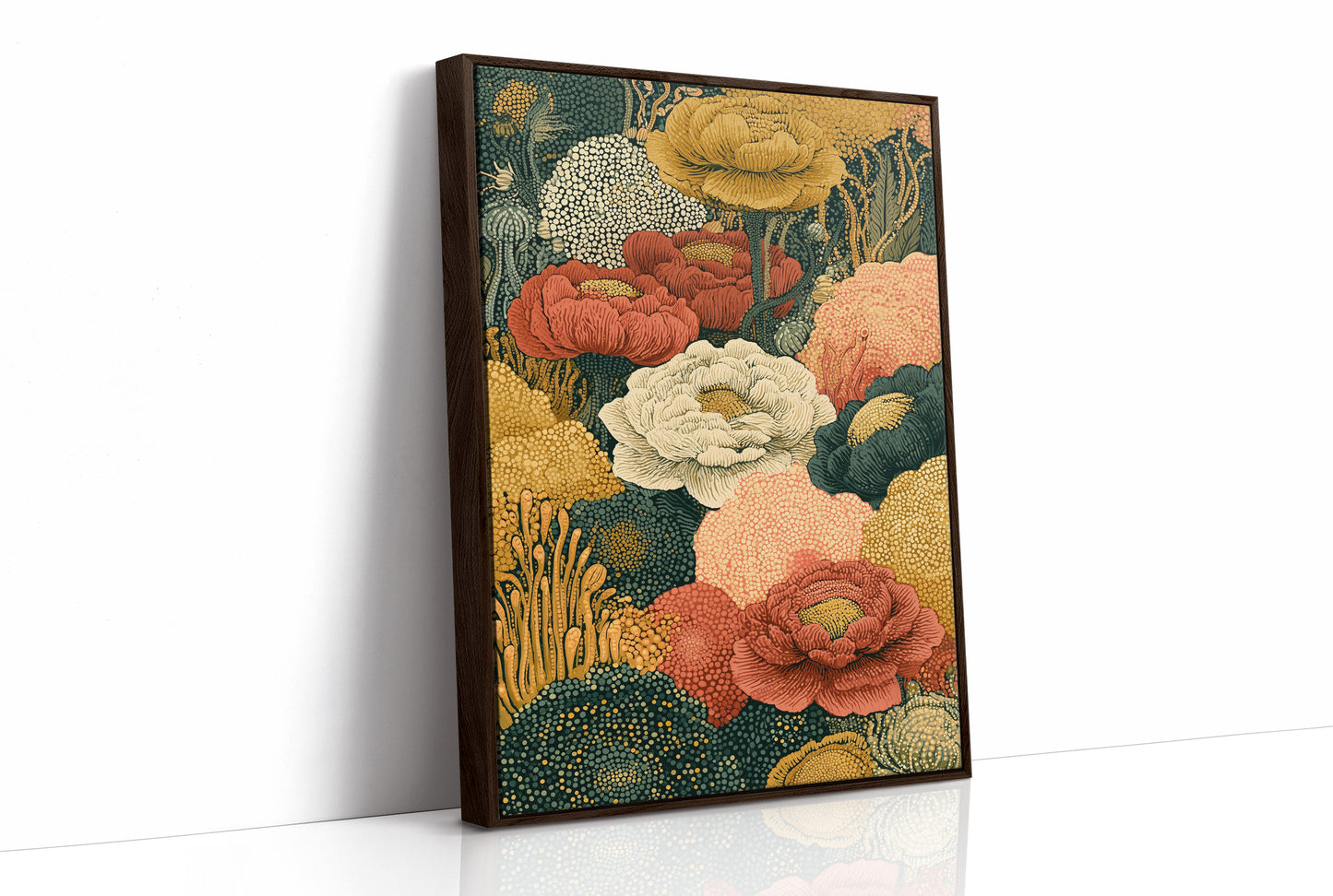 Dotted Bloom Mosaic in Rust and Gold