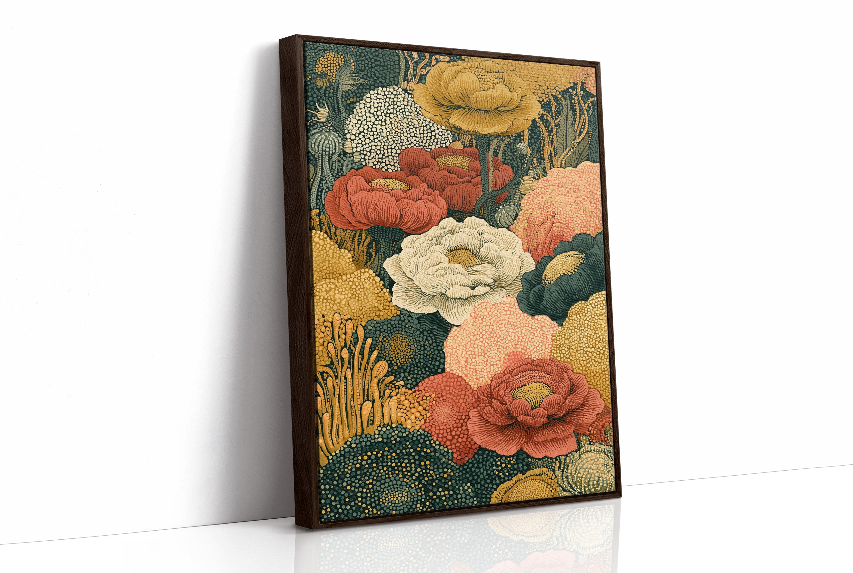 Dotted Bloom Mosaic in Rust and Gold