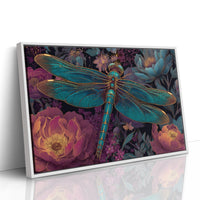 Iridescent Wings Among Midnight Blooms