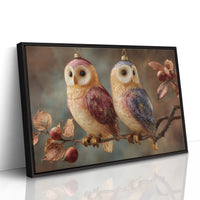 Glass Owls on a Winter Branch