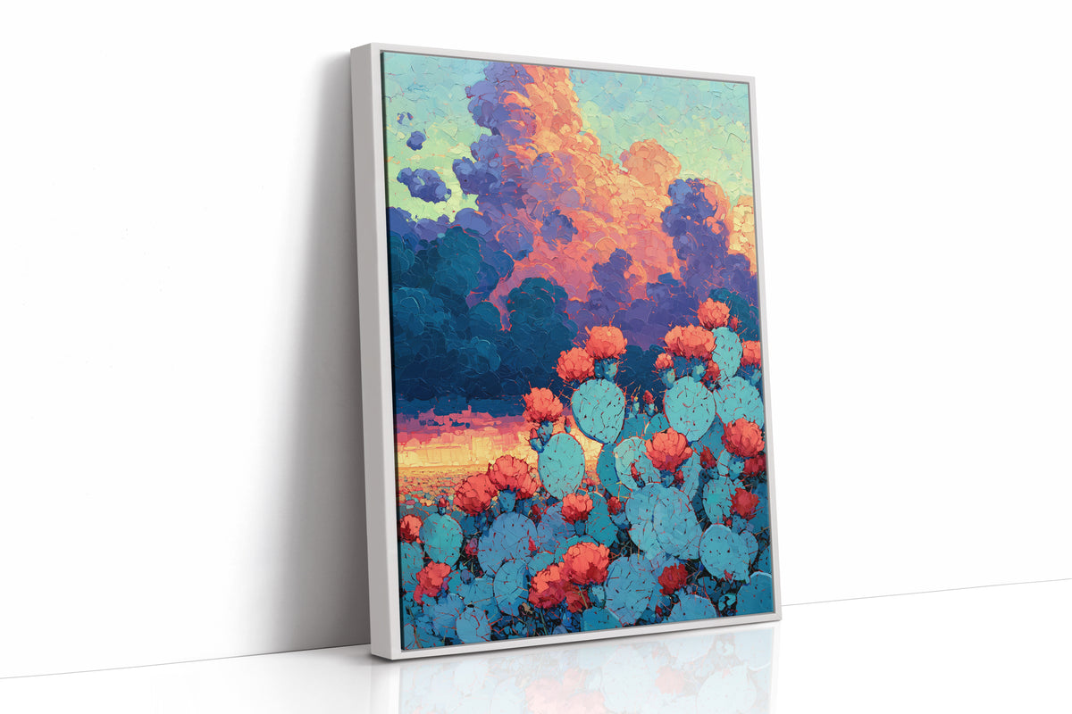 Prickly Pear Sunset in Turquoise and Coral