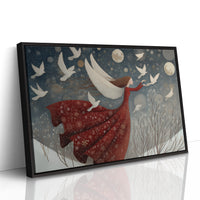 Winter Doves Follow Moonlit Dreams