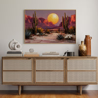 Saguaros Dance Under Golden Moonrise