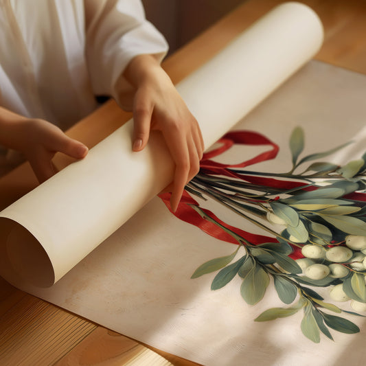 Mistletoe Bound In Crimson Ribbon