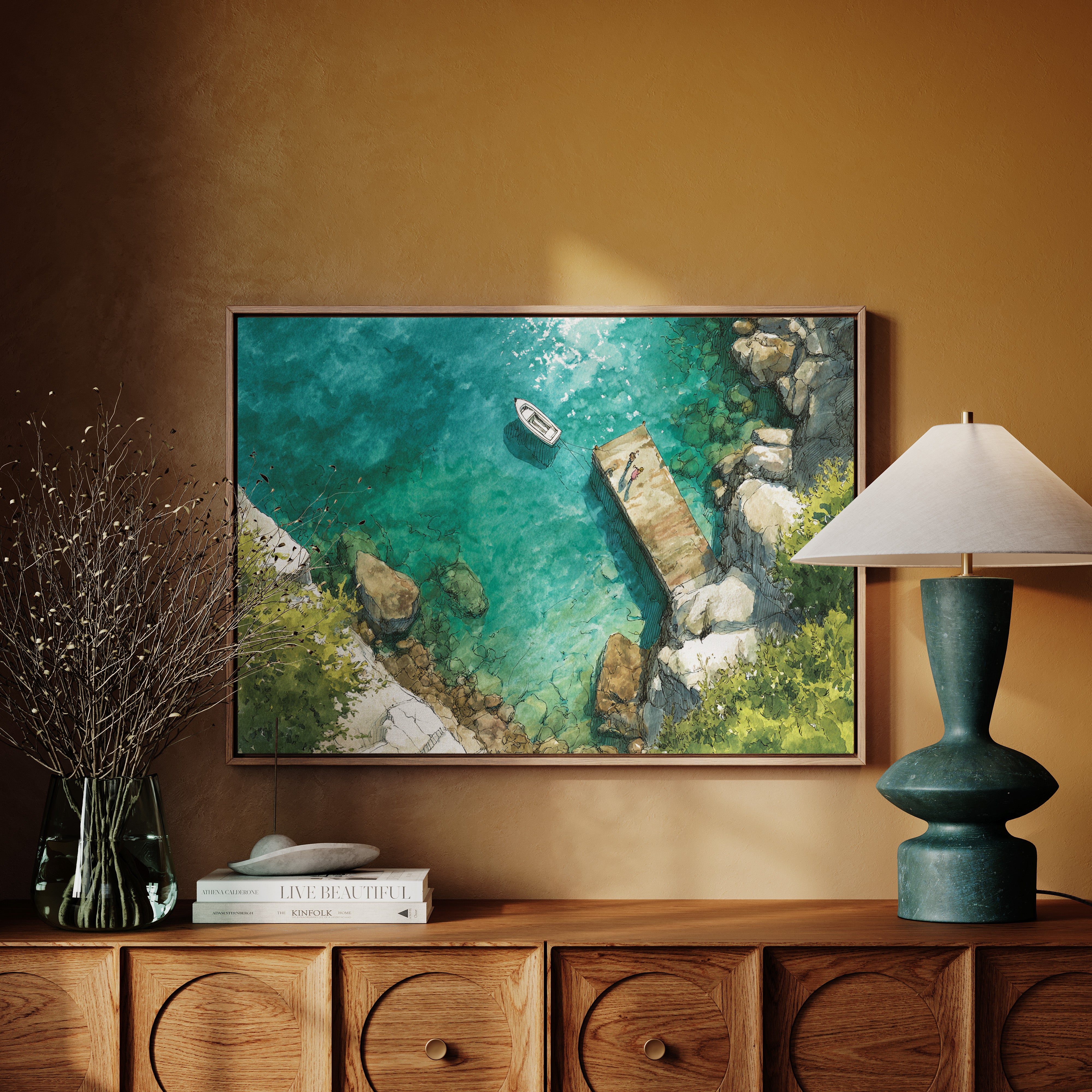 Summer Dock Floats In Turquoise Bay