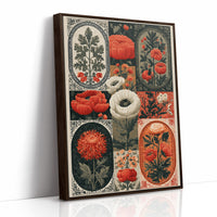 Botanical Patchwork in Red and Ink