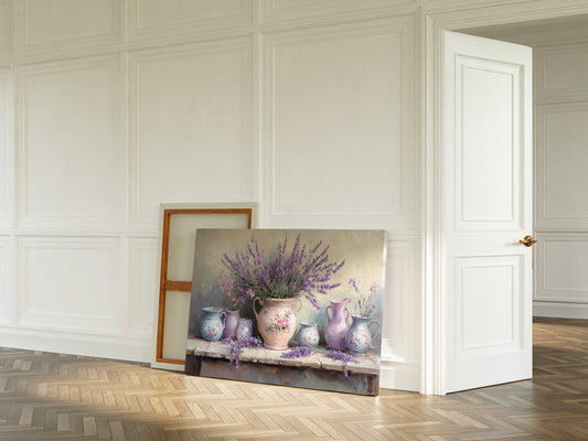 Lavender Spills Across Vintage Vessels