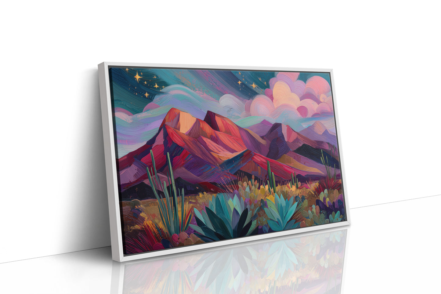 Twilight Blooms Among Desert Peaks