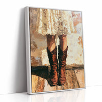 Sundress & Steel: Cowboy Boots Oil Painting