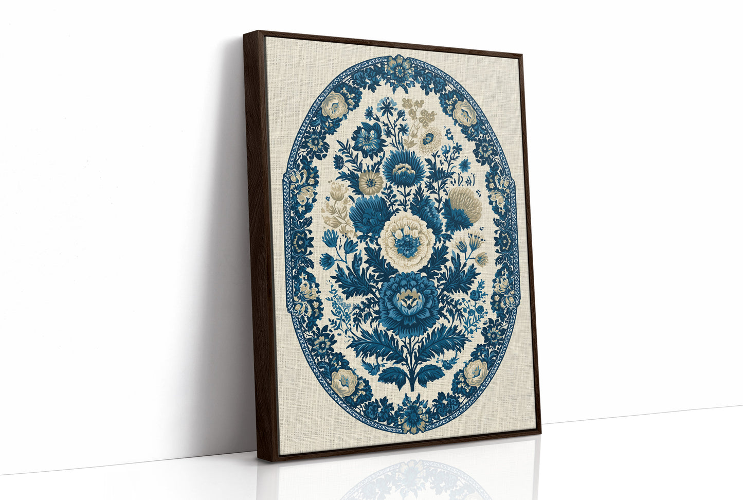 Indigo Porcelain Floral Medallion