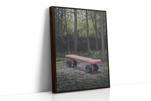 Pink Bench Waits In Forest Shade