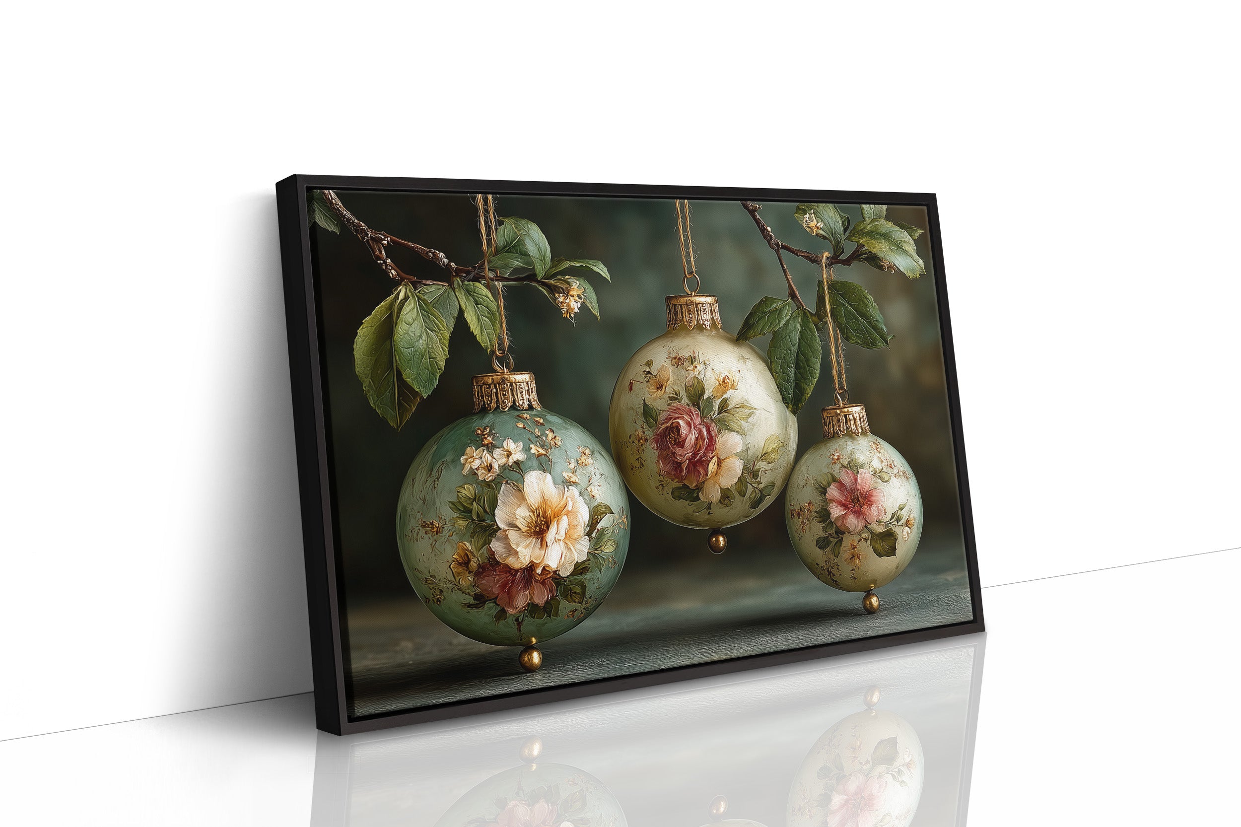 Sage Ornaments Painted With Roses