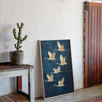 Elegant Sandhill Cranes in Flight – Japanese-Inspired Minimalist Bird Art
