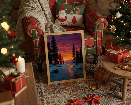 Winter Path Catches Fire At Dusk