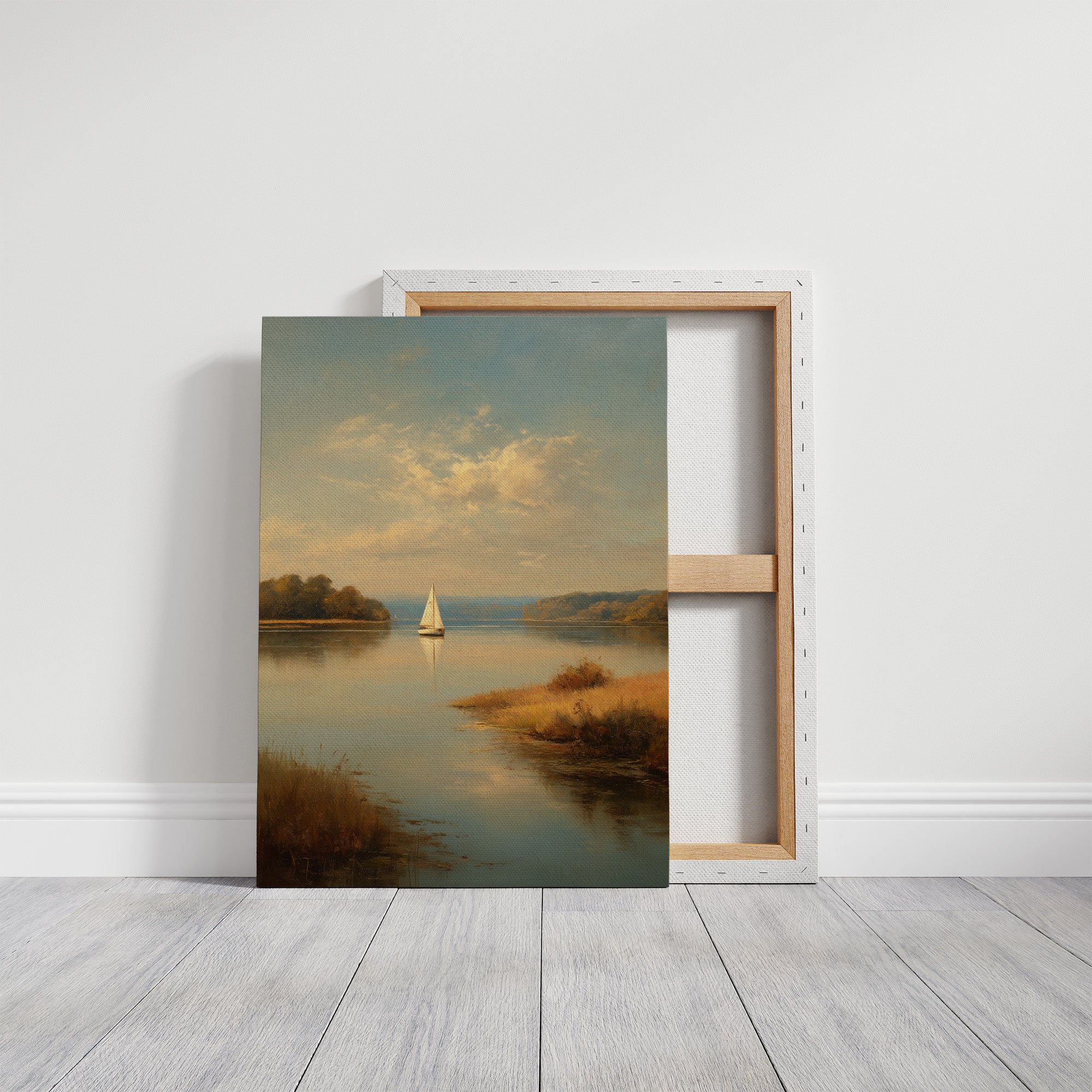 Solitary Sail Through Golden Harbor