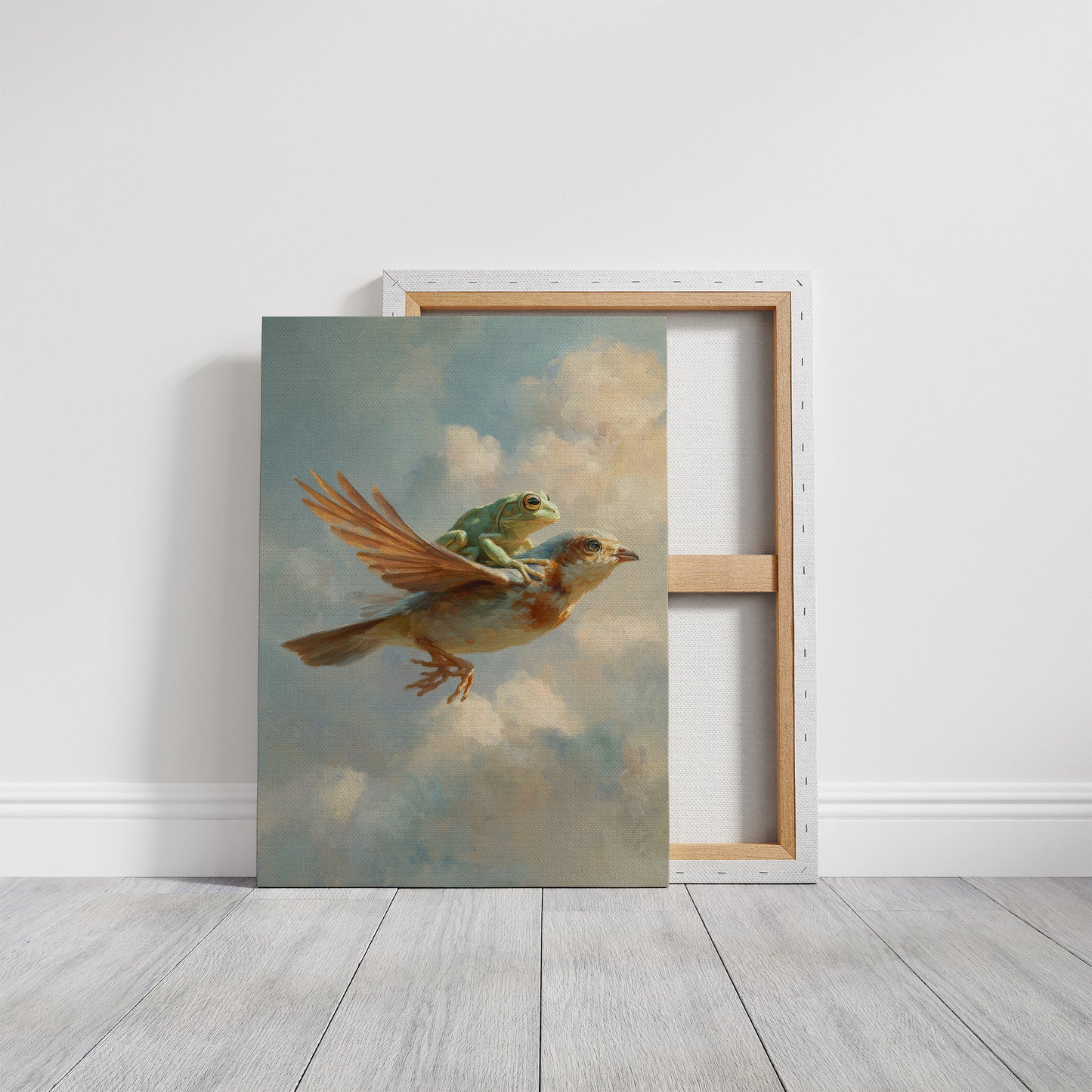 Unlikely Companions Soar Through Cloudy Skies