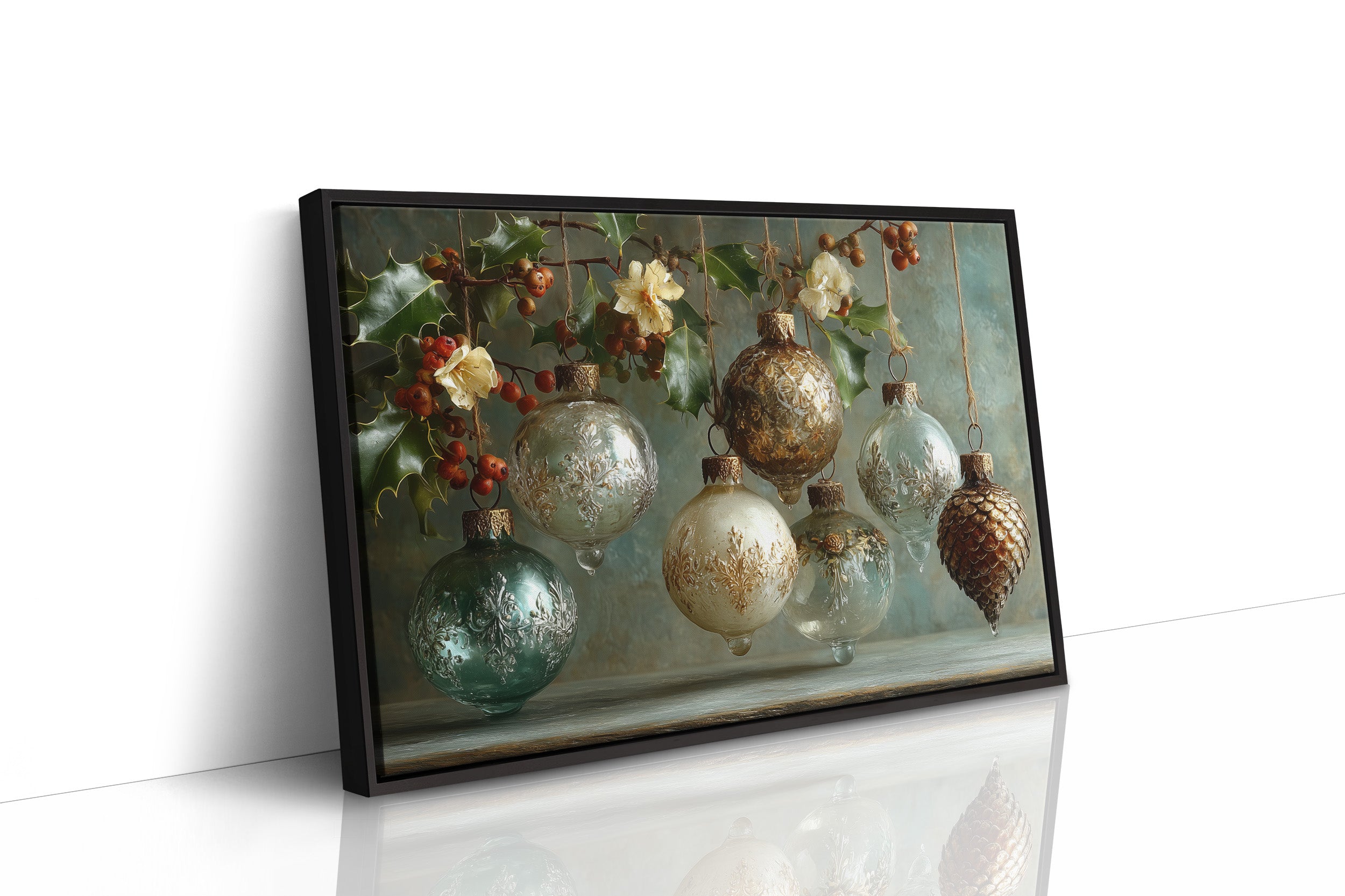 Etched Glass Ornaments and Pinecone