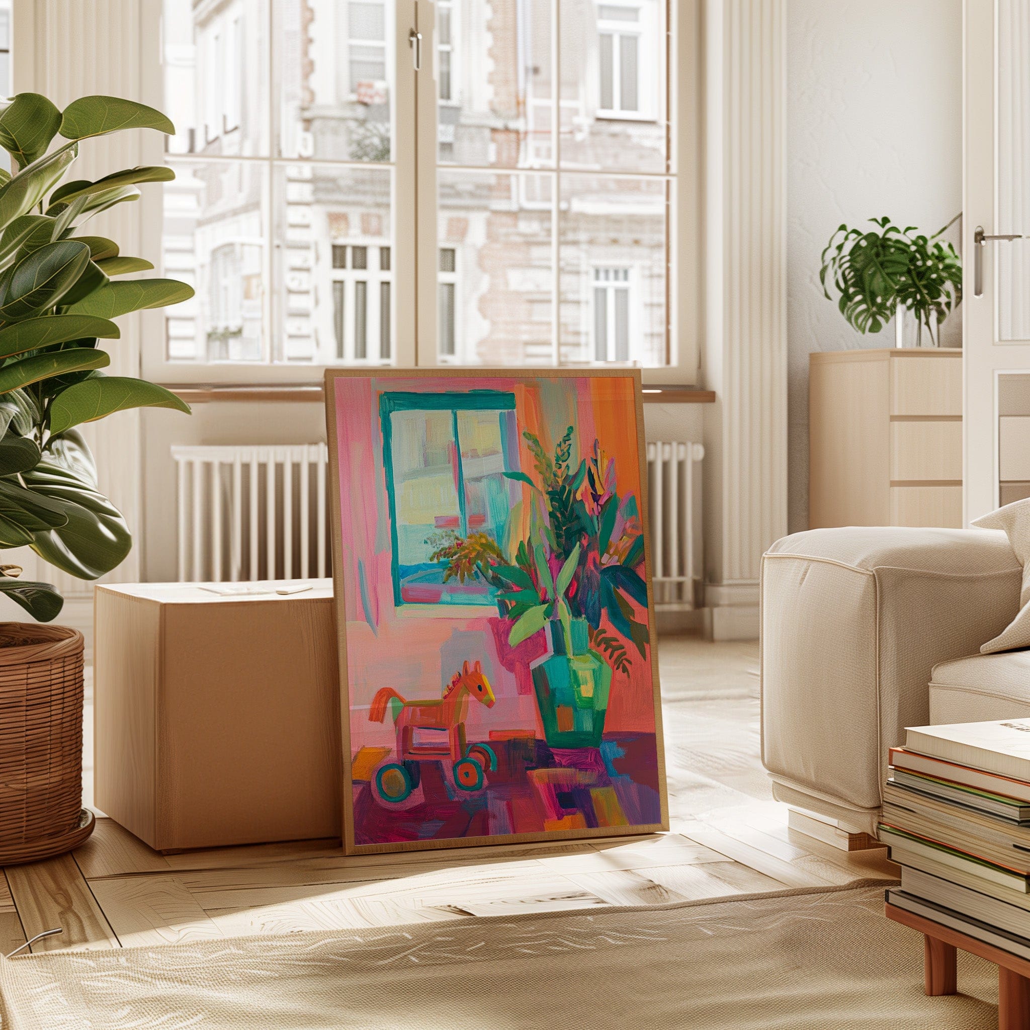 Wooden Horse By Summer Window