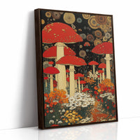 Crimson Mushrooms Dance Under Stars