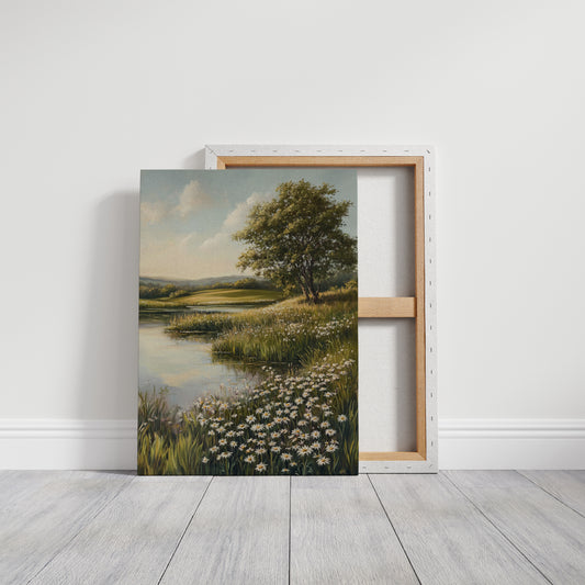 Tranquil Meadow Landscape Painting - Serene Nature Art - Gallery Canvas image 13