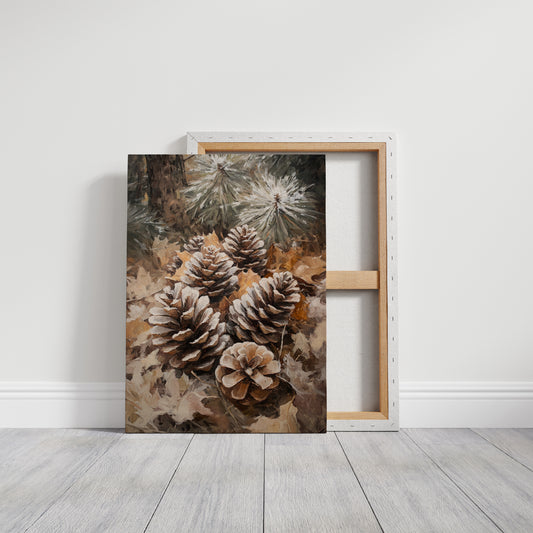 Winter Pinecone Forest Art Print - Rustic Nature Decor - Gallery Canvas image 15