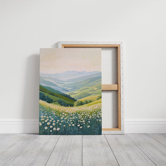 Tranquil Meadow Landscape Art Print - Pastel Scenic Decor - Gallery Canvas image 11