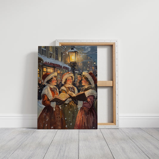 Vintage Carolers Christmas Print - Festive Holiday Art - Gallery Canvas image 15