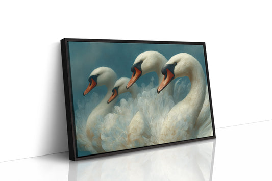 A Gathering of Swans in Teal
