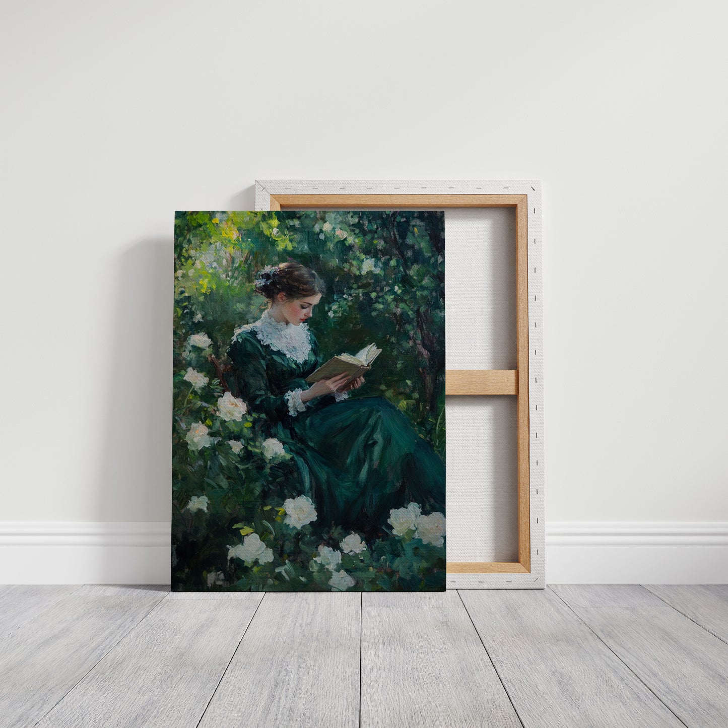 Victorian Lady Reading Portrait - Romantic Garden Art - Gallery Canvas image 14
