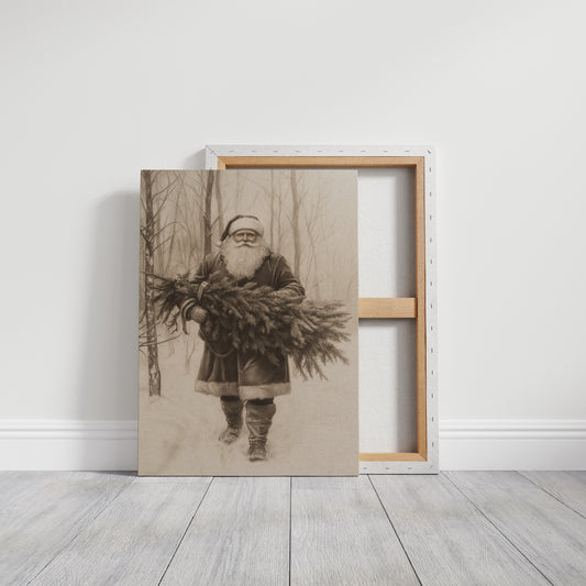 Vintage Santa Claus Drawing - Festive Holiday Art - Gallery Canvas image 8
