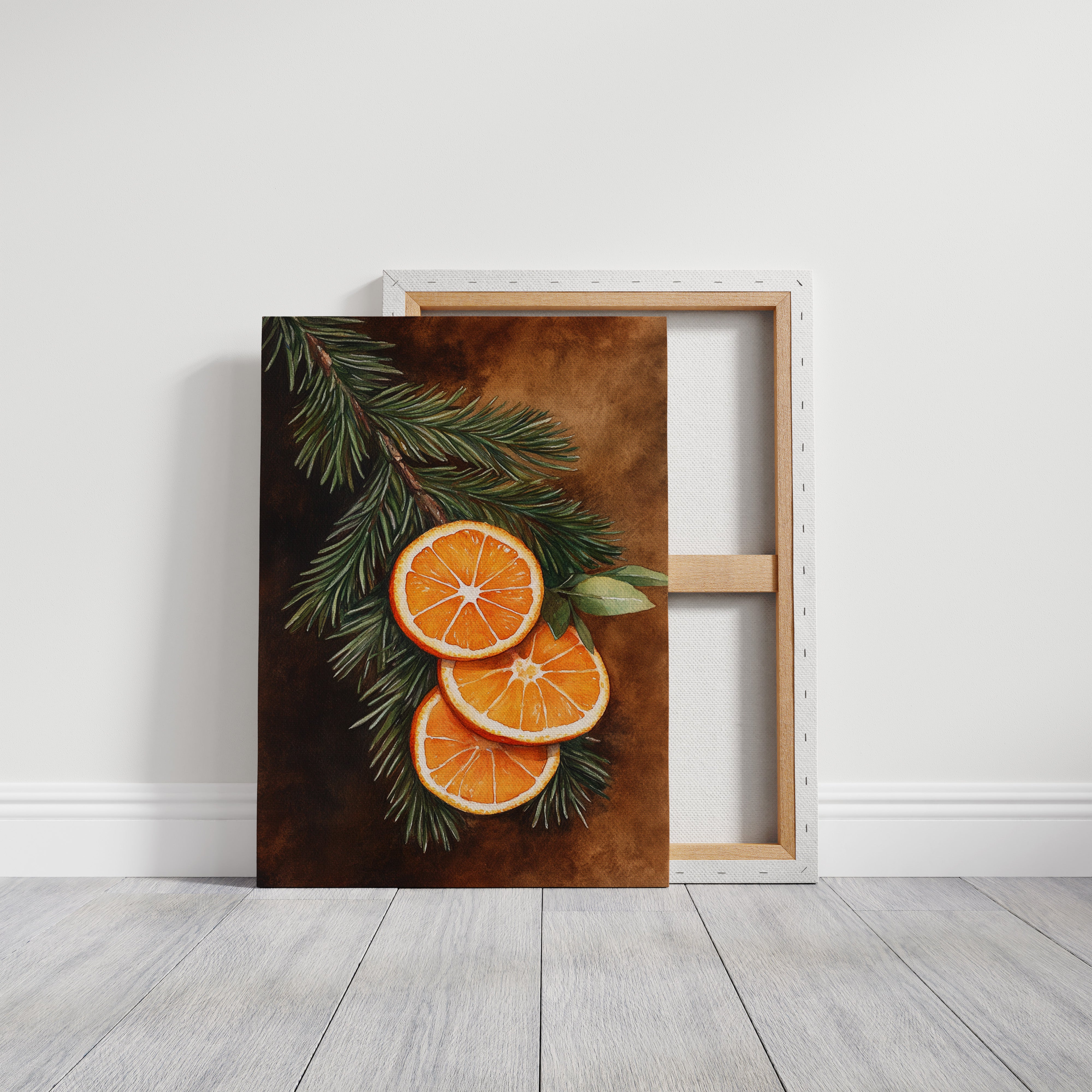 Orange Slice Pine Branch Print - Rustic Nature Art - Gallery Canvas image 14